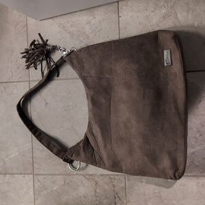 NWT Bella Russo Women's Brown Fabric Lined Hobo Shoulder Handbag  NEW